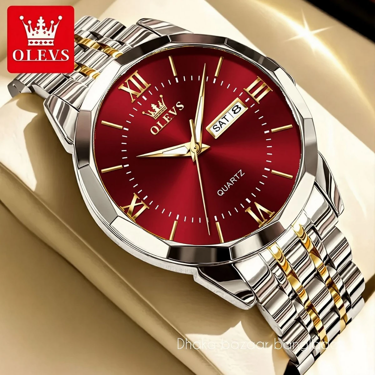 00310 OliveZ নতুন ডিজাইনের পুরুষদের জন্য ঘড়ি BSILVER GOLDEN RED