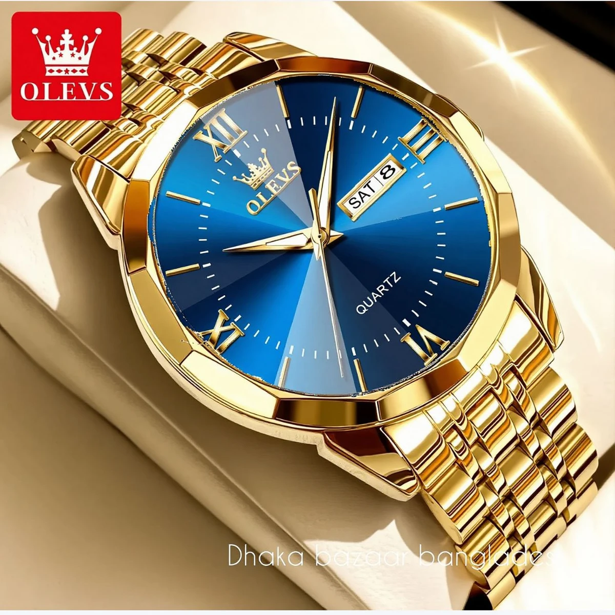 00310 OLIVESZ নতুন ডিজাইনের পুরুষদের জন্য ঘড়ি GOLDEN BLUE