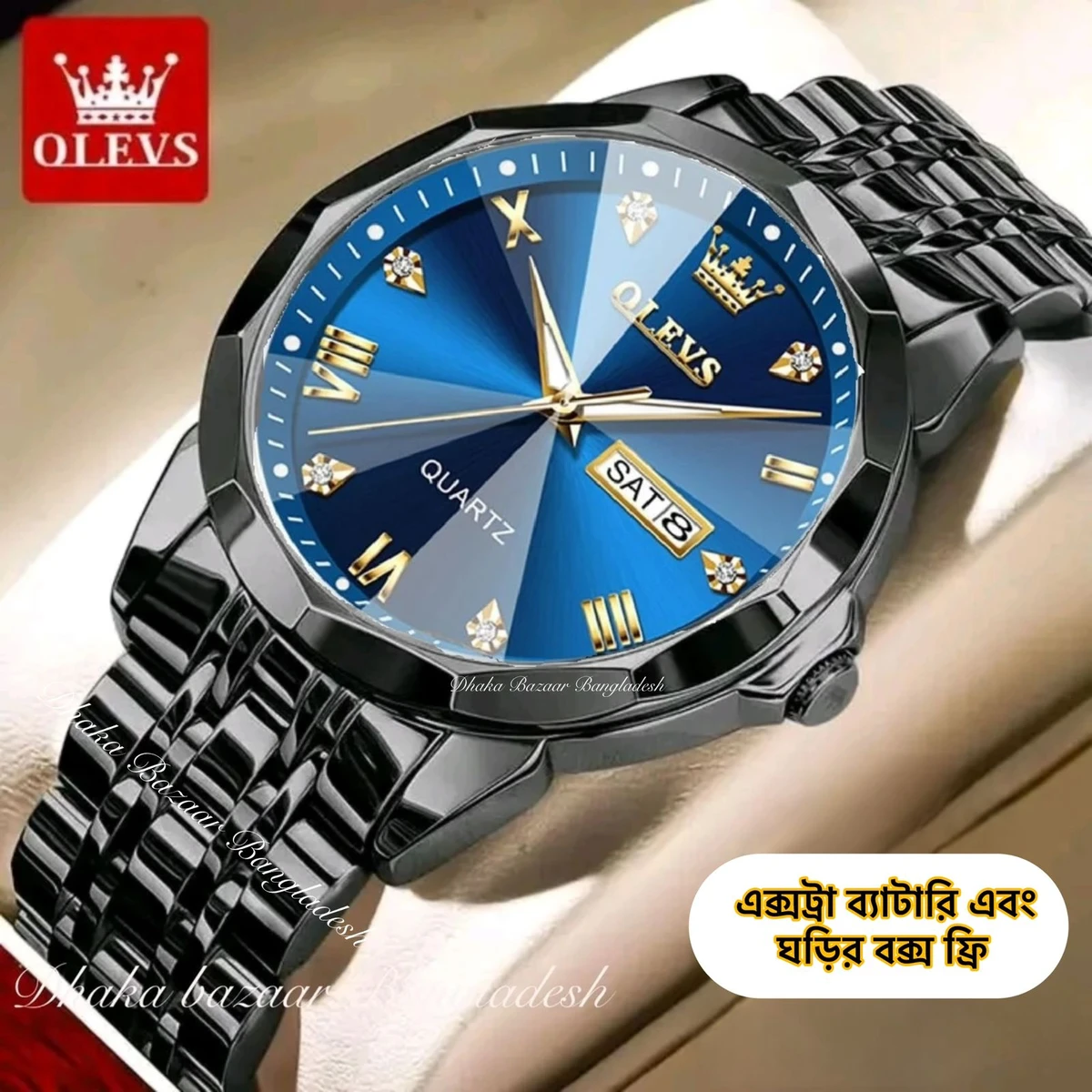 olivsz-premuim নতুন ডিজাইনের পুরুষদের জন্য ঘড়ি BLACK BLUE