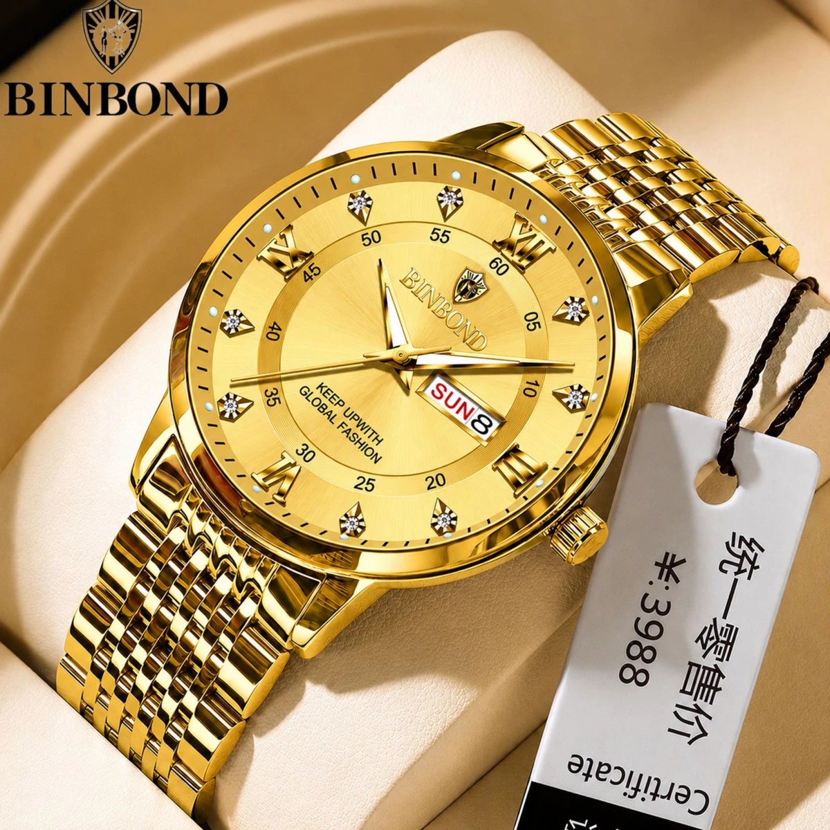 BINBOND 23 নতুন ডিজাইনের পুরুষদের জন্য ঘড়ি GOLDEN