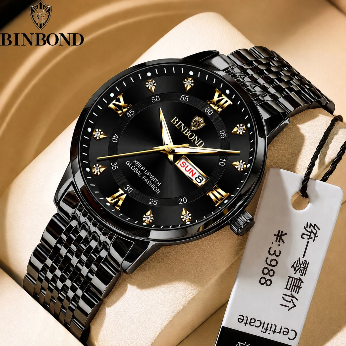 BINBOND 23 নতুন ডিজাইনের পুরুষদের জন্য ঘড়ি  BLACK