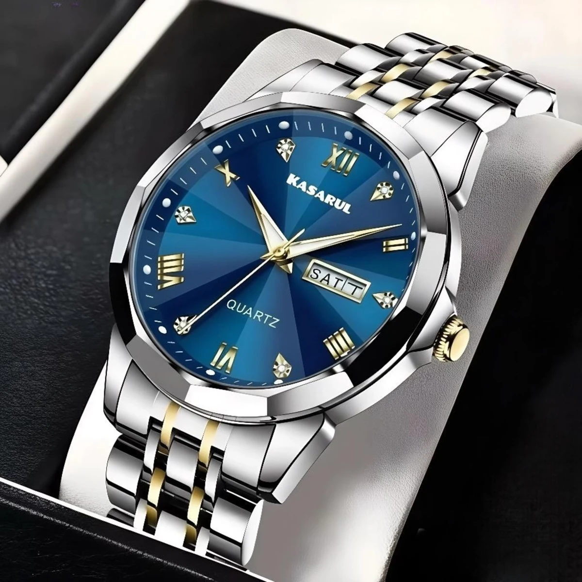 KASARULSZ KAZ  নতুন ডিজাইনের পুরুষদের জন্য ঘড়ি BSILVER GOLDEN BLUE