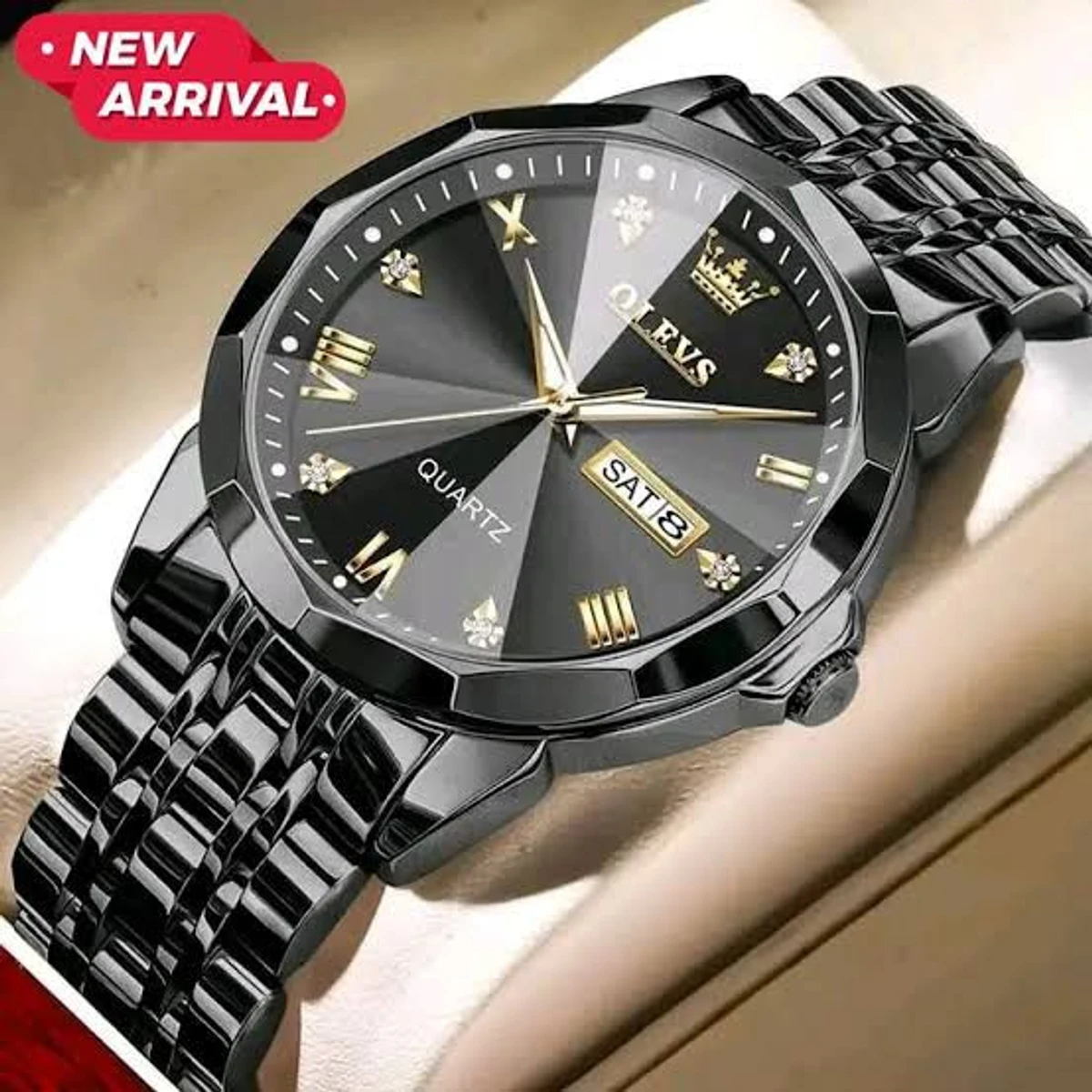 OliveZ নতুন ডিজাইনের পুরুষদের জন্য ঘড়ি  BLACK
