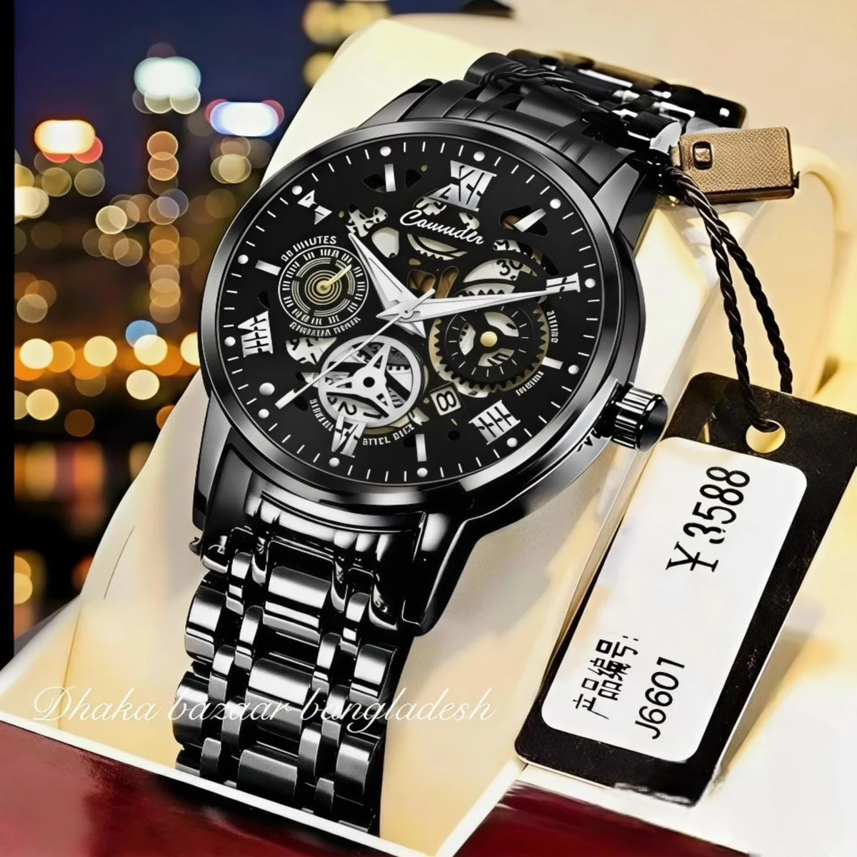 পুরুষের জন্য 022 নন মেকানিক্যাল ওয়াটার প্রুফ ঘড়ি BLACK