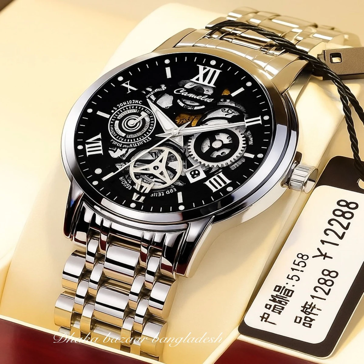 পুরুষের জন্য 022 নন মেকানিক্যাল ওয়াটার প্রুফ ঘড়ি NEW SILVER BLACK NEW.