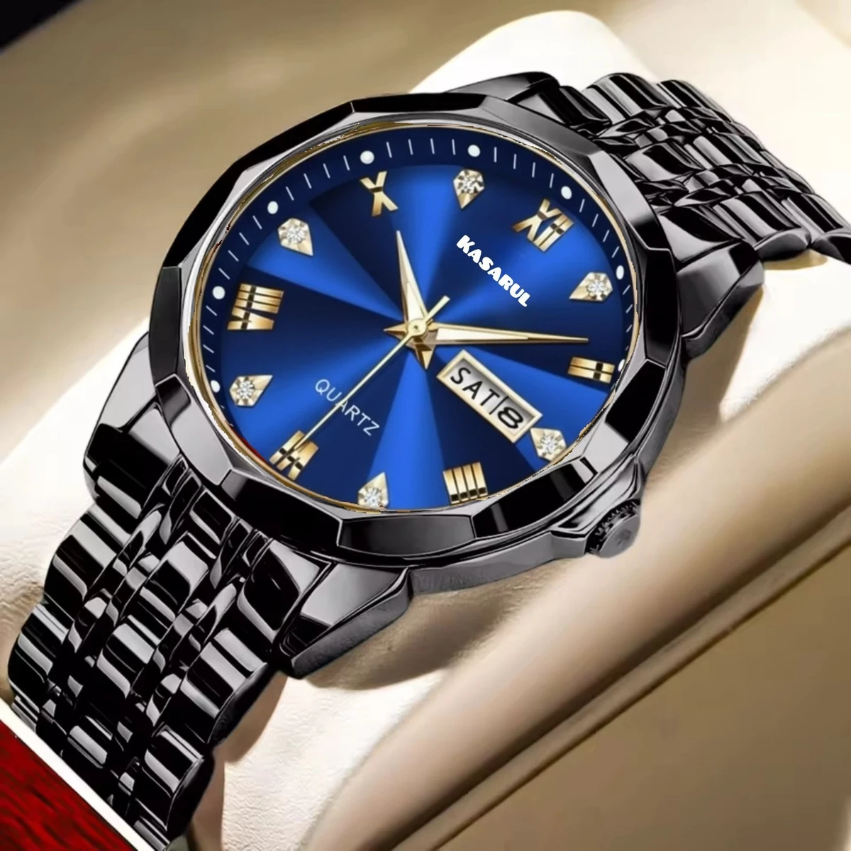 KASARUL PLUS নতুন ডিজাইনের পুরুষদের জন্য ঘড়ি BLACK BLUE
