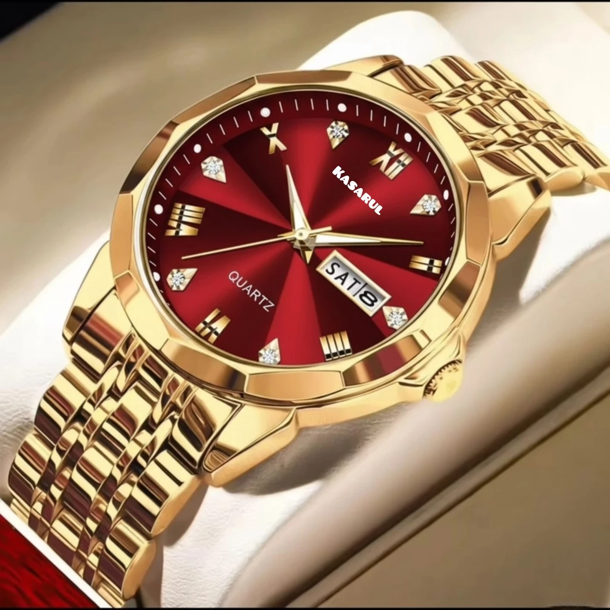 KAS MAN নতুন ডিজাইনের পুরুষদের জন্য ঘড়ি GOLDEN RED