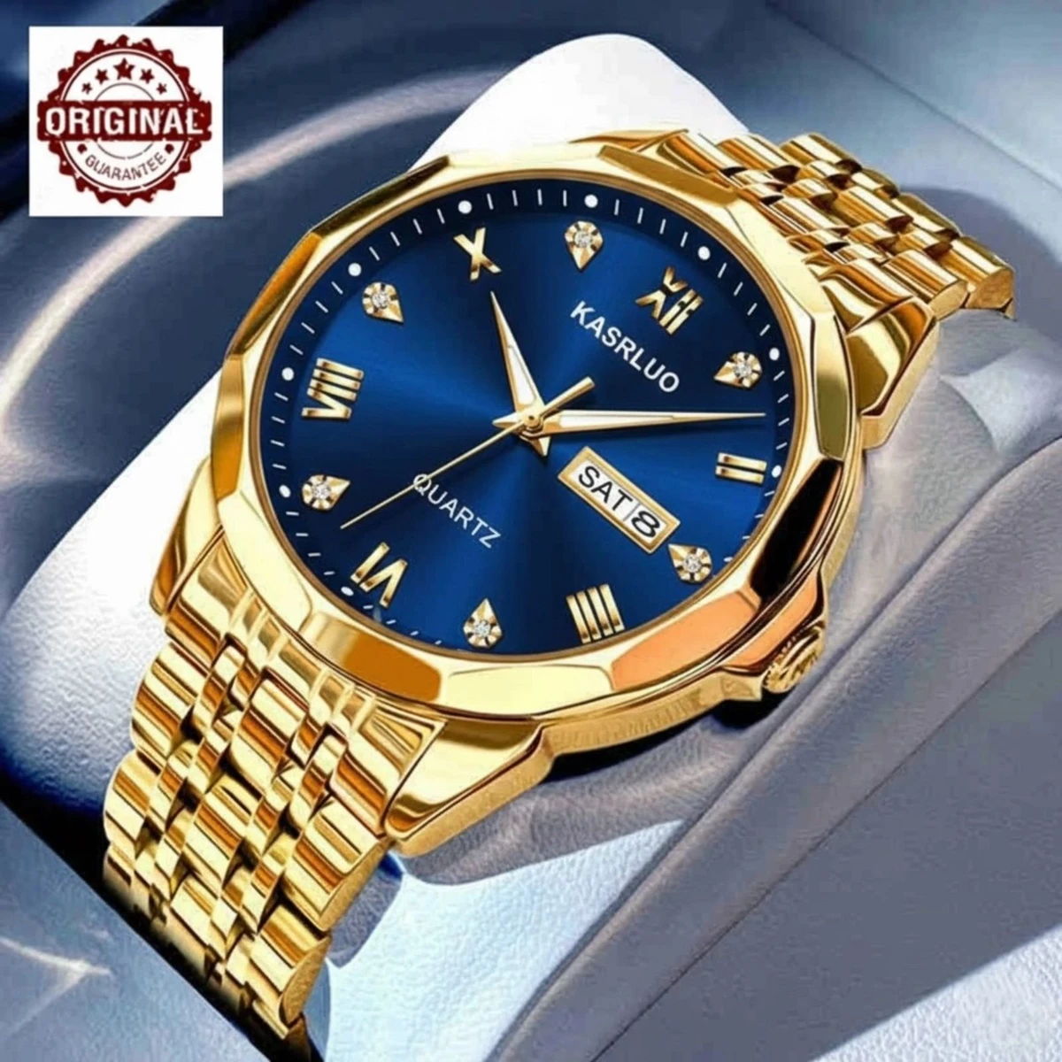 KAS MAN নতুন ডিজাইনের পুরুষদের জন্য ঘড়ি GOLDEN BLUE