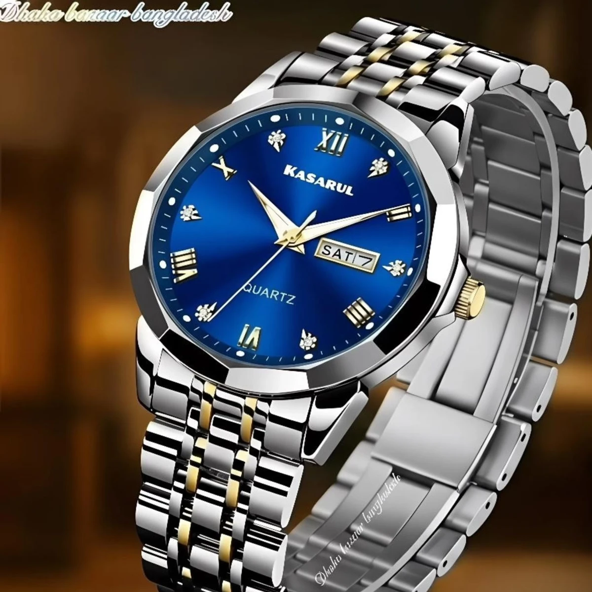 KAS MAN নতুন ডিজাইনের পুরুষদের জন্য ঘড়ি SILVER GOLDEN BLUE