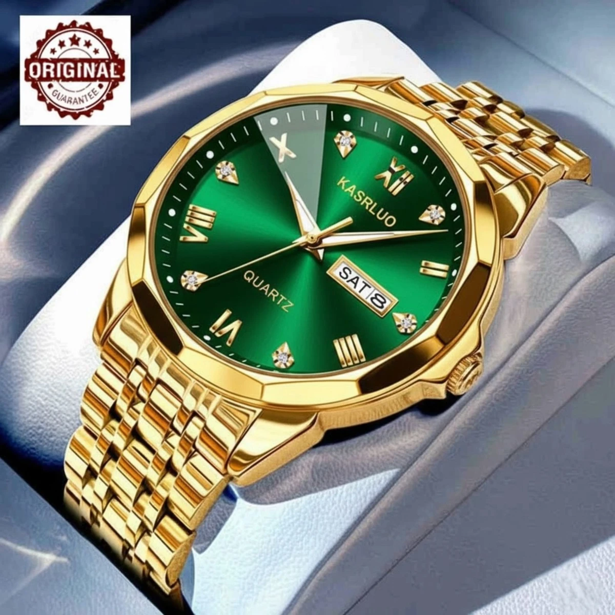 KAS MAN নতুন ডিজাইনের পুরুষদের জন্য ঘড়ি GOLDEN GREEN