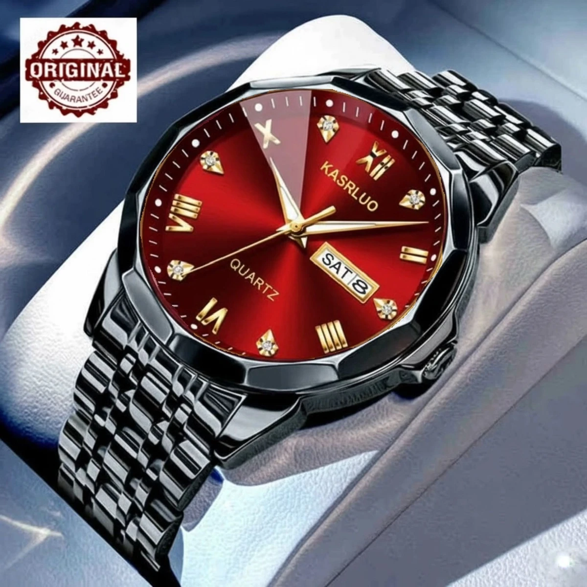 KASARUL PLUS নতুন ডিজাইনের পুরুষদের জন্য ঘড়ি BLACK RED