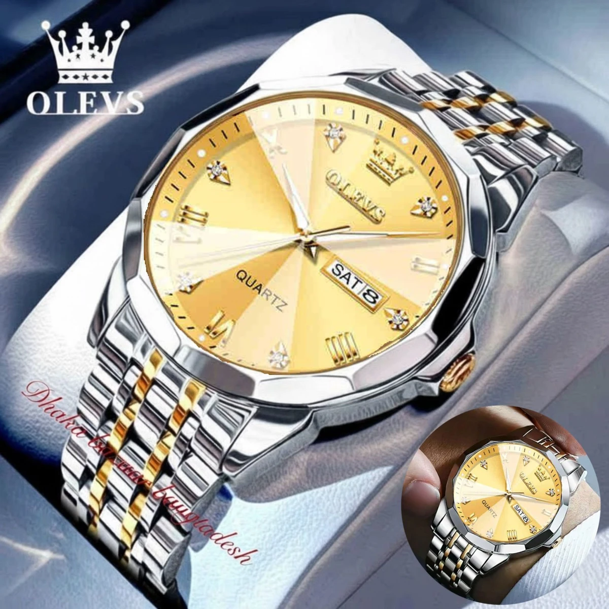 OliveZ  NEXT নতুন ডিজাইনের পুরুষদের জন্য ঘড়ি SILVER GOLDEN GOLDEN