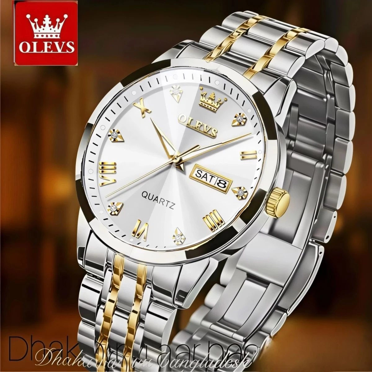 OliveZ  NEXT নতুন ডিজাইনের পুরুষদের জন্য ঘড়ি BSILVER GOLDEN WHITE