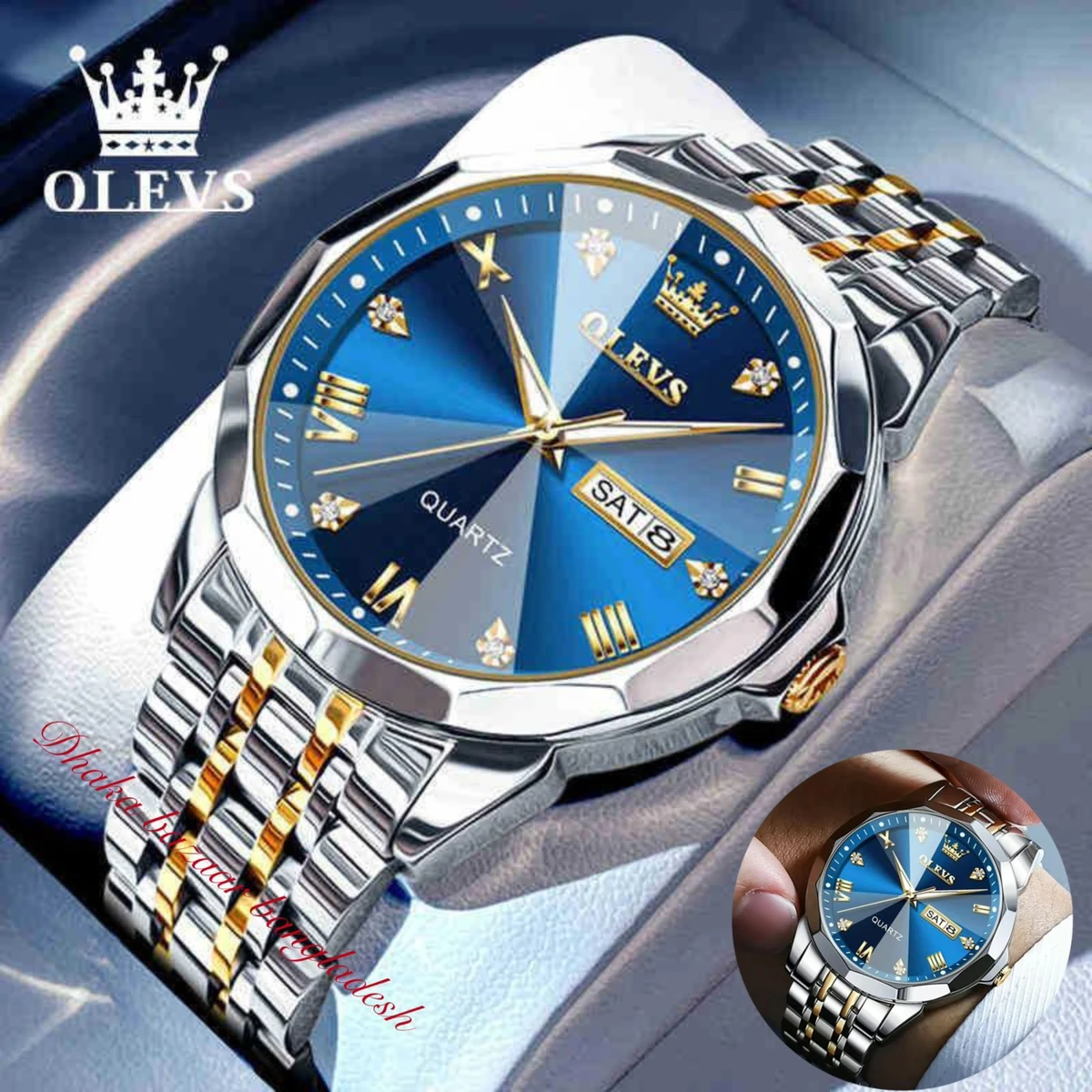 OliveZ NEXT  নতুন ডিজাইনের পুরুষদের জন্য ঘড়ি BSILVER GOLDEN BLUE