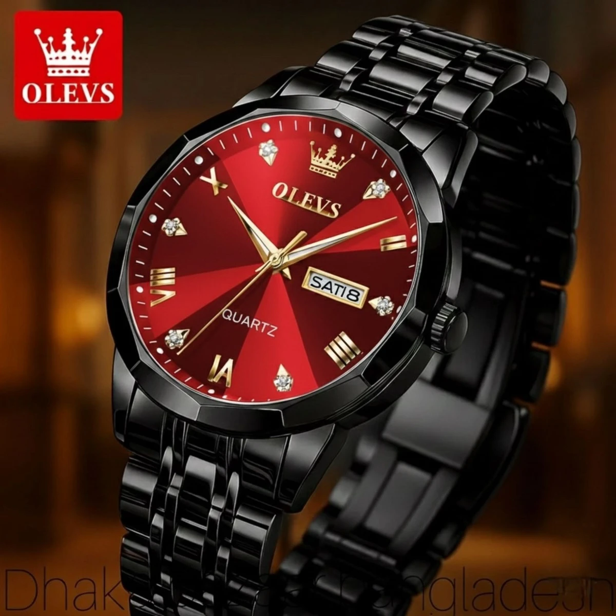 OliveZ  NEXT নতুন ডিজাইনের পুরুষদের জন্য ঘড়ি BLACK RED