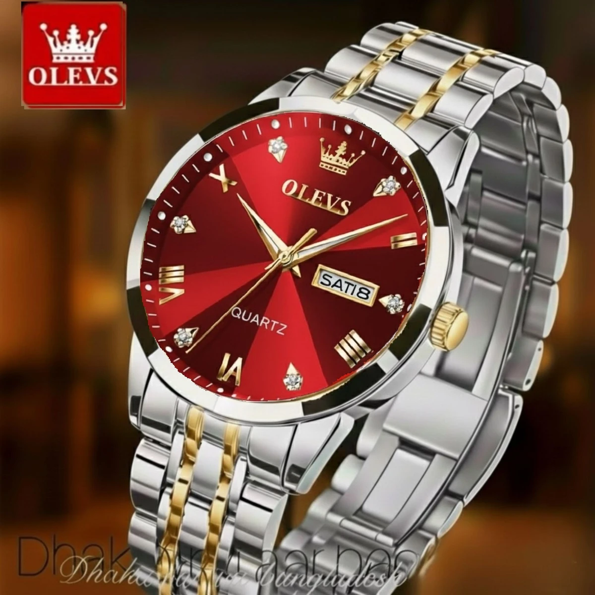 OliveZ NEXT  নতুন ডিজাইনের পুরুষদের জন্য ঘড়ি BSILVER GOLDEN RED