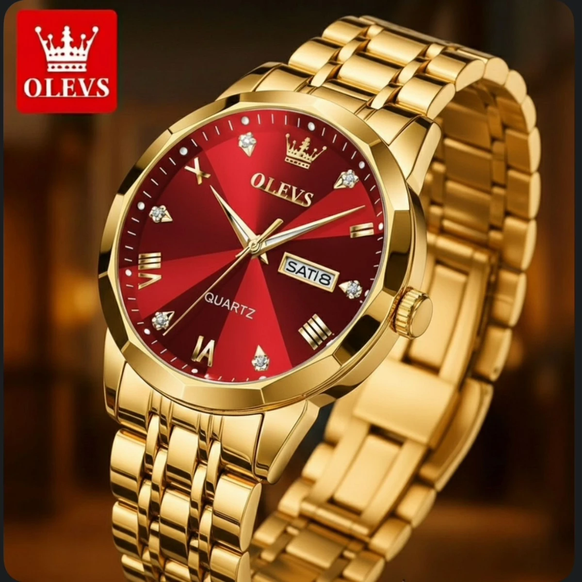 OliveZ NEXT নতুন ডিজাইনের পুরুষদের জন্য ঘড়ি GOLDEN RED