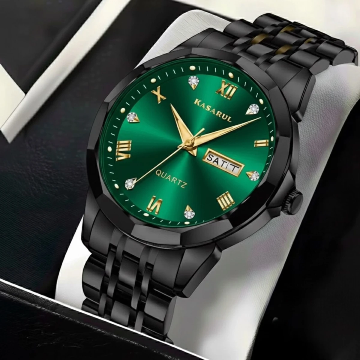 OliveZ নতুন ডিজাইনের পুরুষদের জন্য ঘড়ি BLACK GREEN