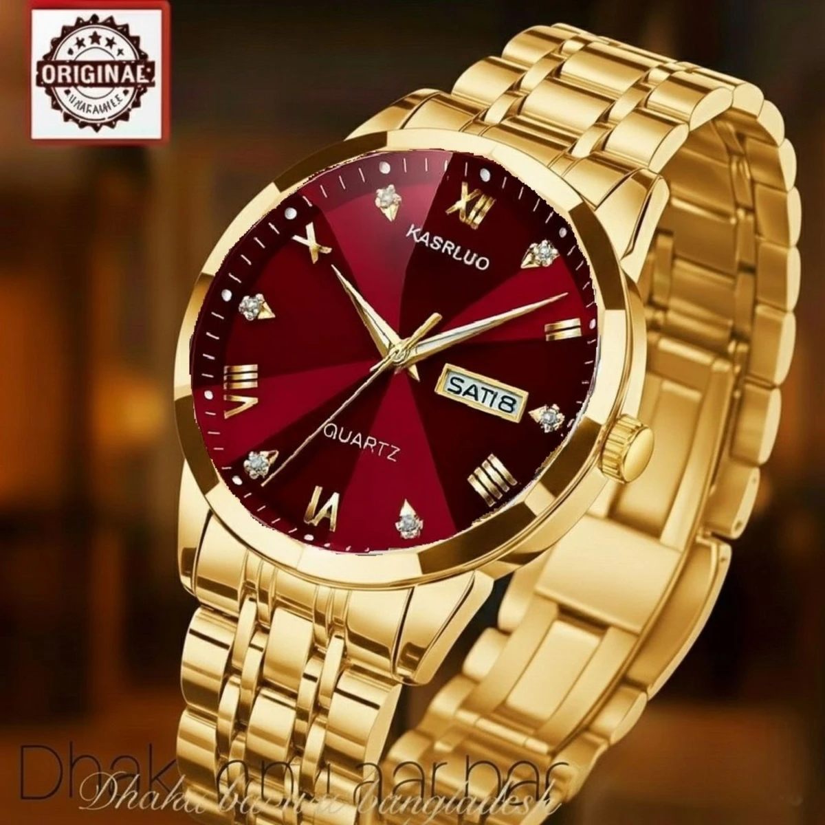 KAS MAN নতুন ডিজাইনের পুরুষদের জন্য ঘড়ি GOLDEN RED