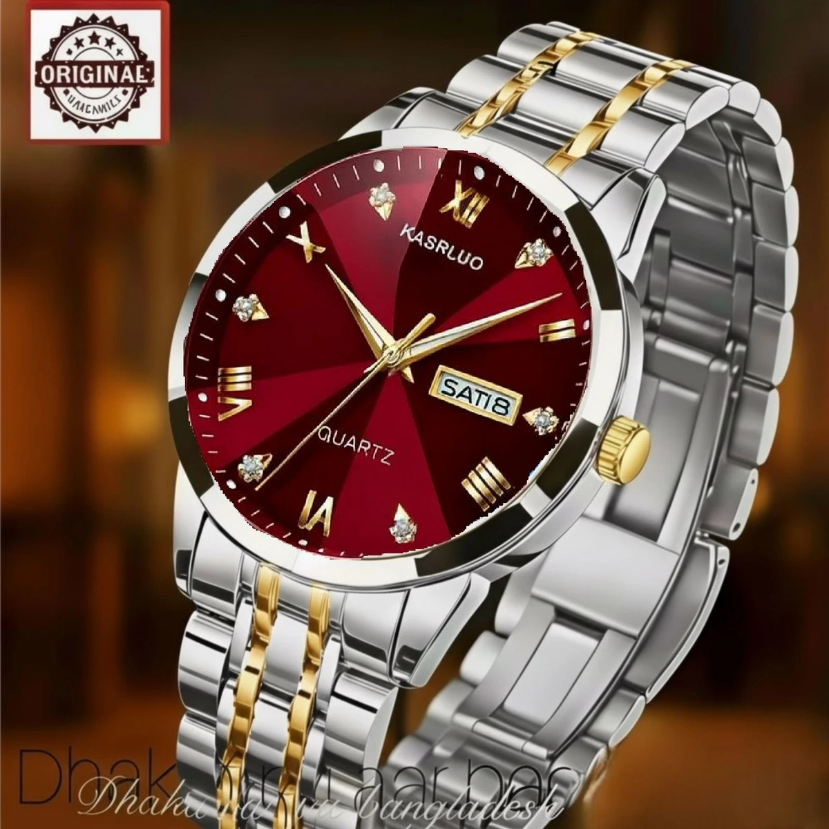 KAS MAN নতুন ডিজাইনের পুরুষদের জন্য ঘড়ি SILVER GOLDEN WHITH RED