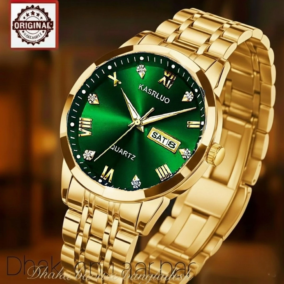 KAS MAN নতুন ডিজাইনের পুরুষদের জন্য ঘড়ি GOLDEN GREEN