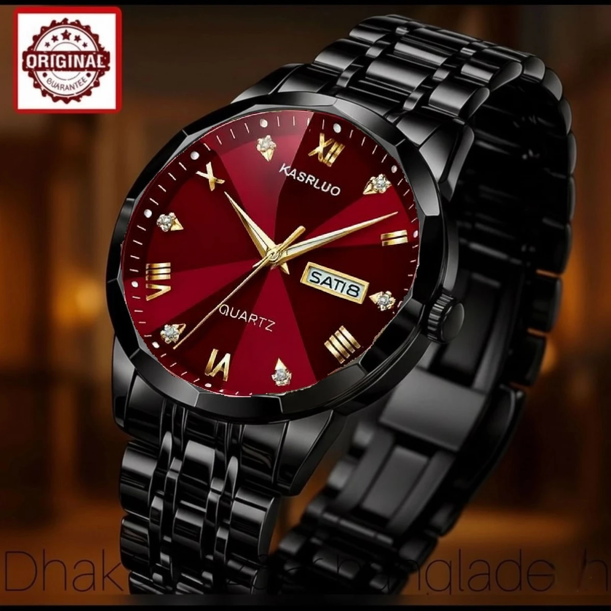 KASARUL PLUS নতুন ডিজাইনের পুরুষদের জন্য ঘড়ি BLACK RED