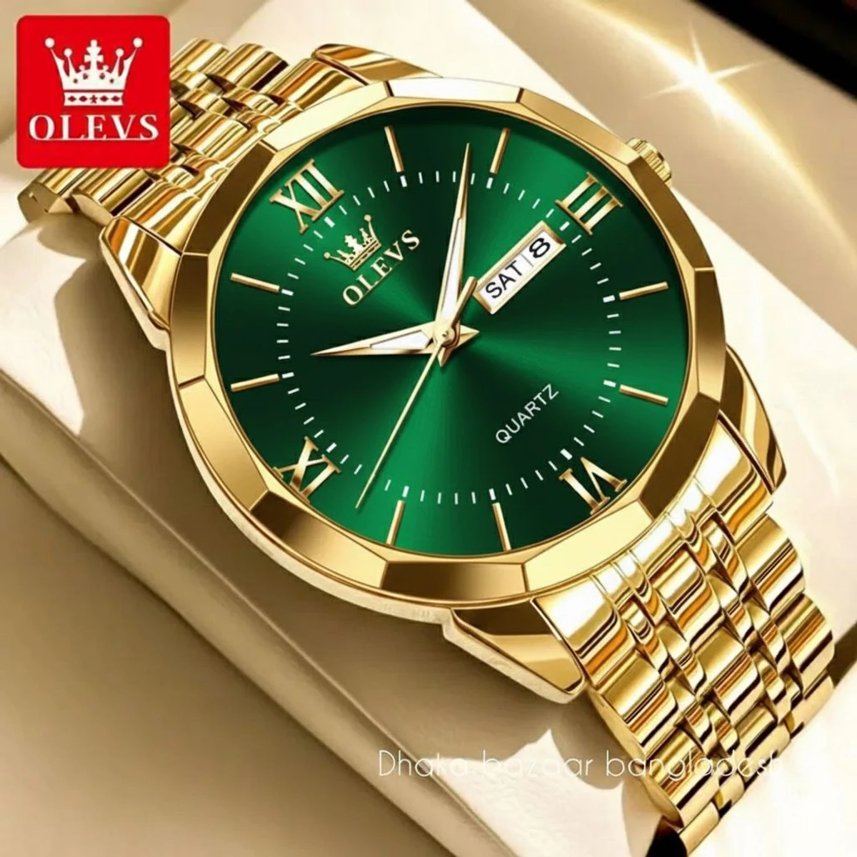 00310 OLIVESZ নতুন ডিজাইনের পুরুষদের জন্য ঘড়ি GOLDEN GREEN