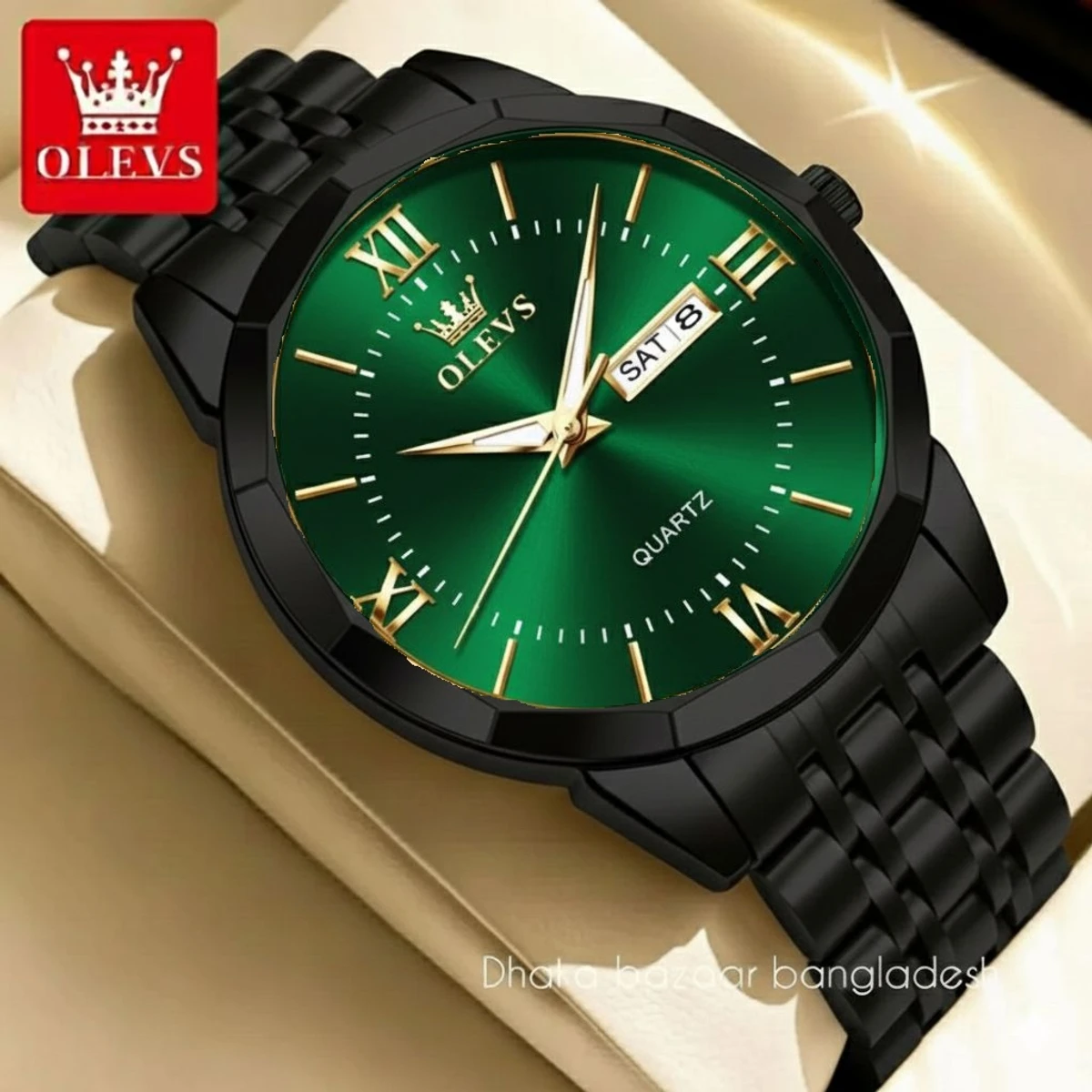 00310 OLIVESZ নতুন ডিজাইনের পুরুষদের জন্য ঘড়ি BLACK GREEN