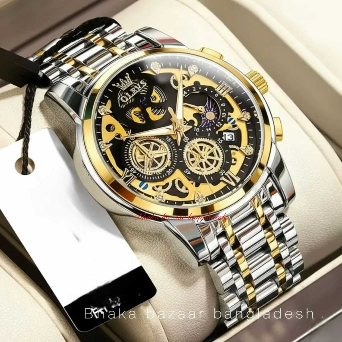 3352 OliveZ নতুন ডিজাইনের পুরুষদের জন্য ঘড়ি BSILVER GOLDEN BLACK