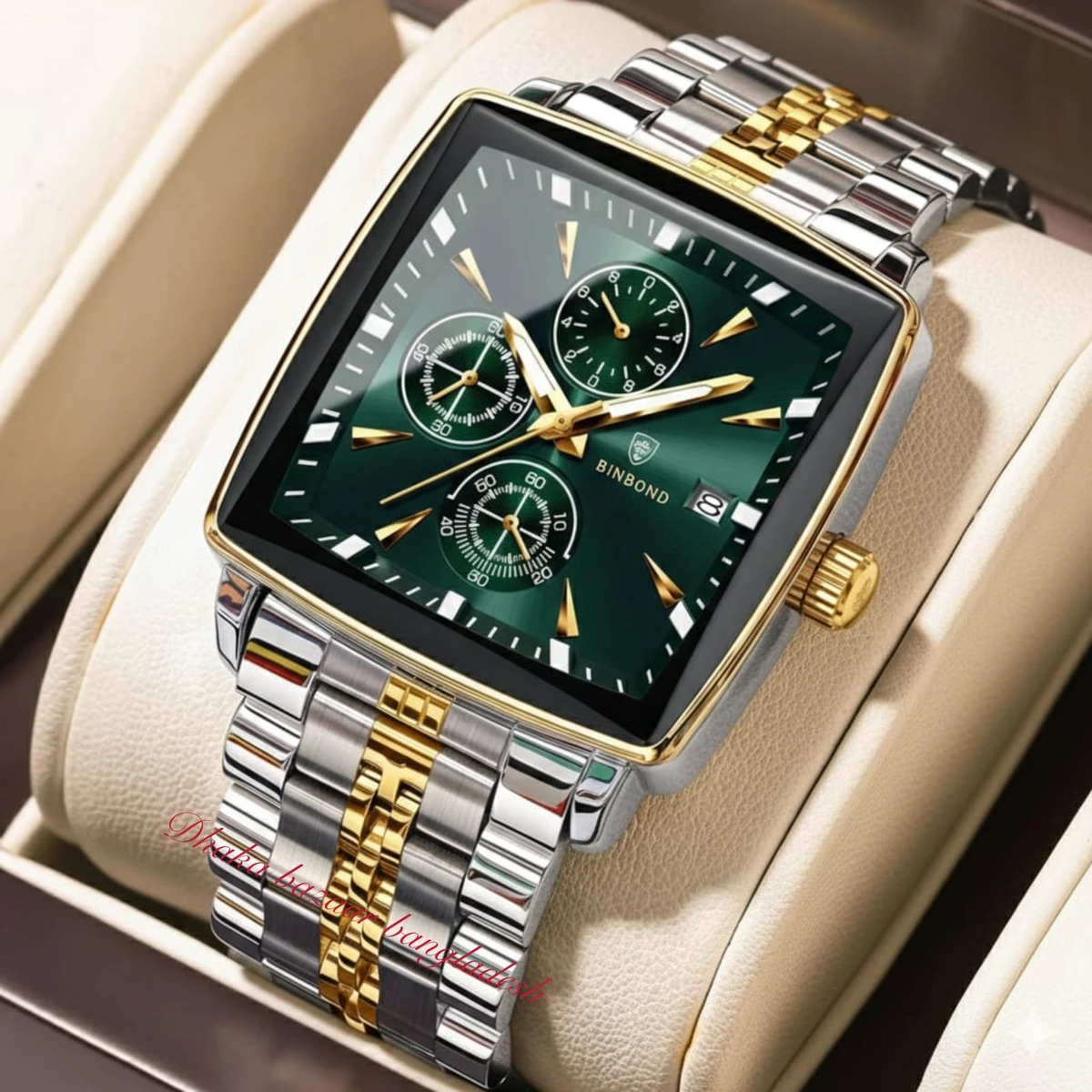 BINBOND 4362 নতুন ডিজাইনের পুরুষদের জন্য ঘড়ি SILVER GOLDEN GREEN
