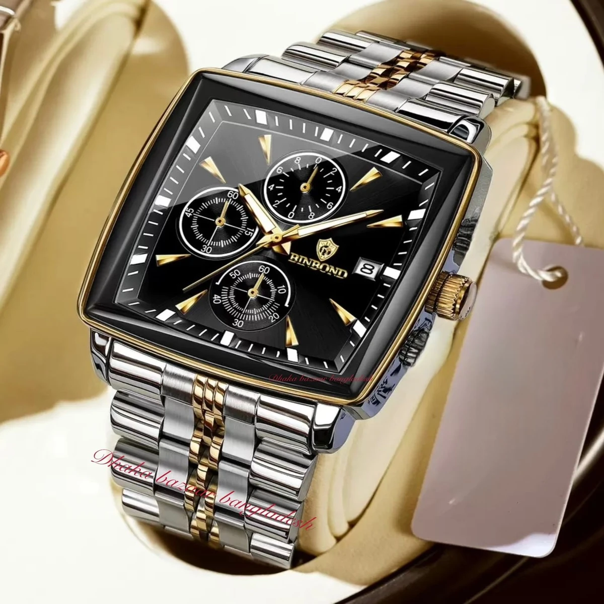 BINBOND 4362 নতুন ডিজাইনের পুরুষদের জন্য ঘড়ি SILVER GOLDEN BLACK