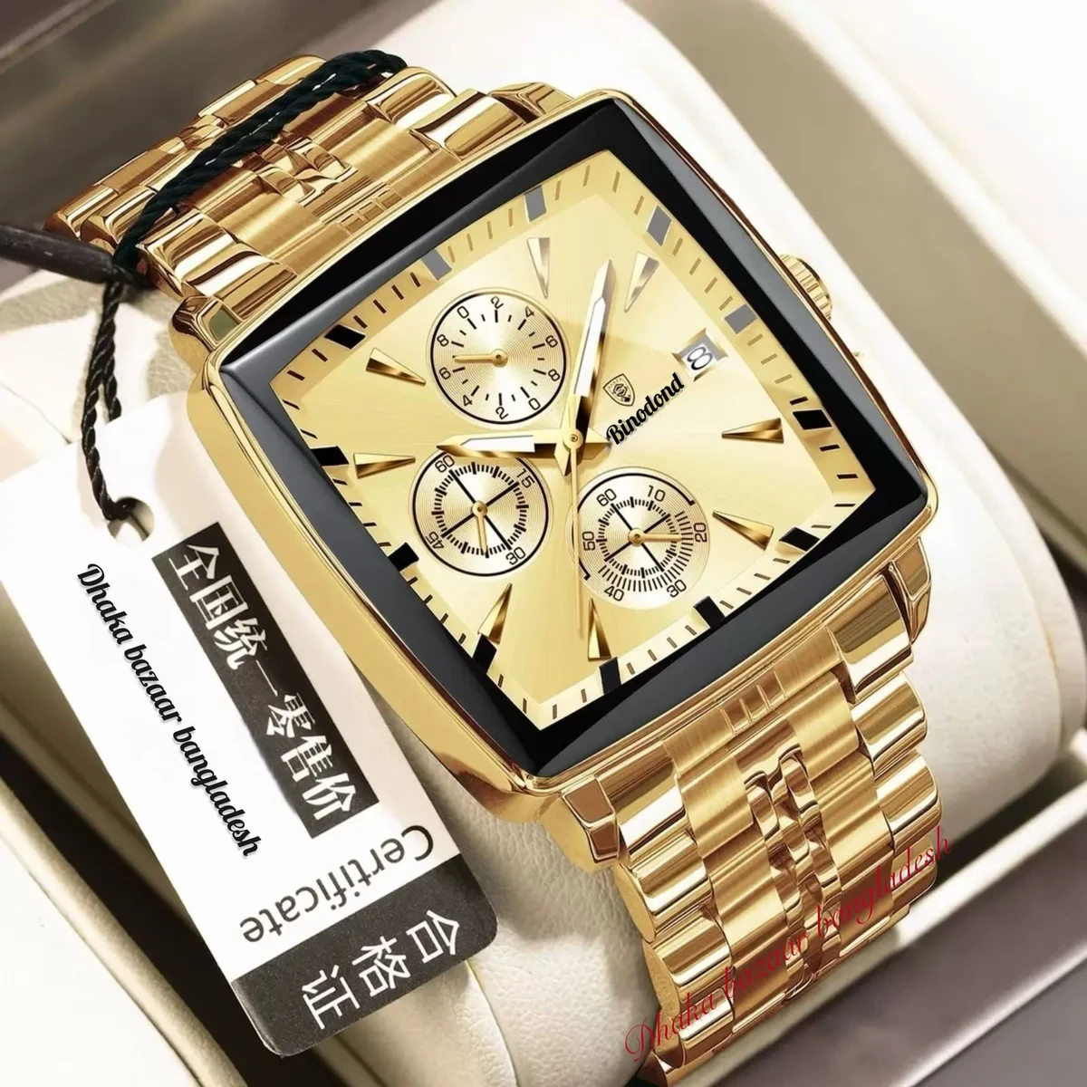 BINBOND 4362 নতুন ডিজাইনের পুরুষদের জন্য ঘড়ি GOLDEN