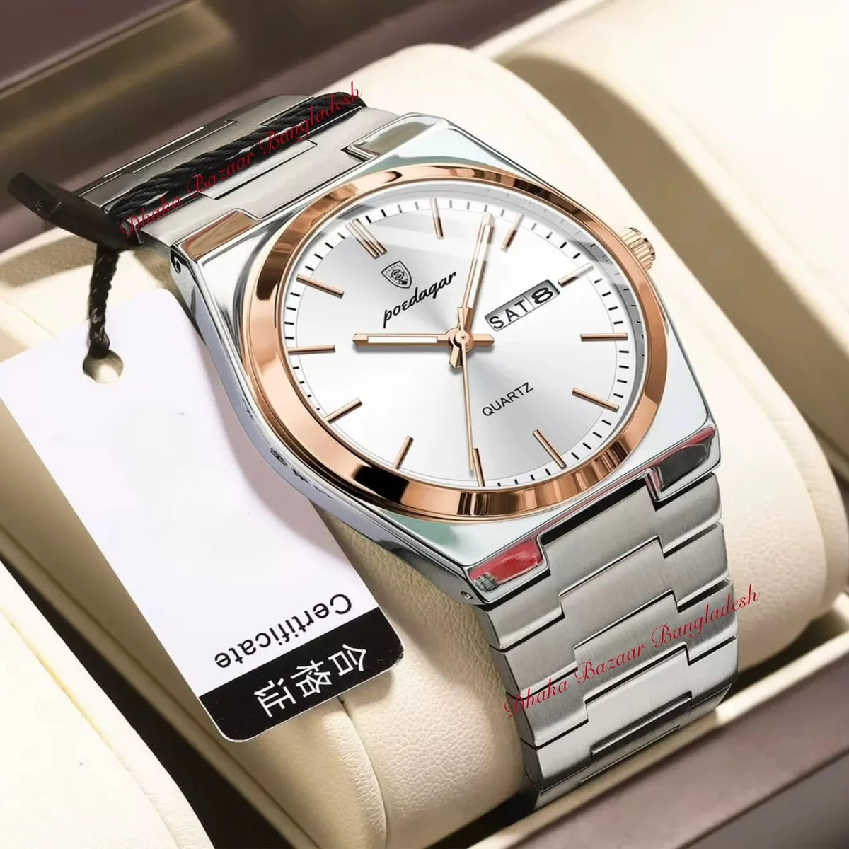 PEODAGOR 9030 নতুন ডিজাইনের পুরুষদের জন্য ঘড়ি SILVER GOLDEN WHITE