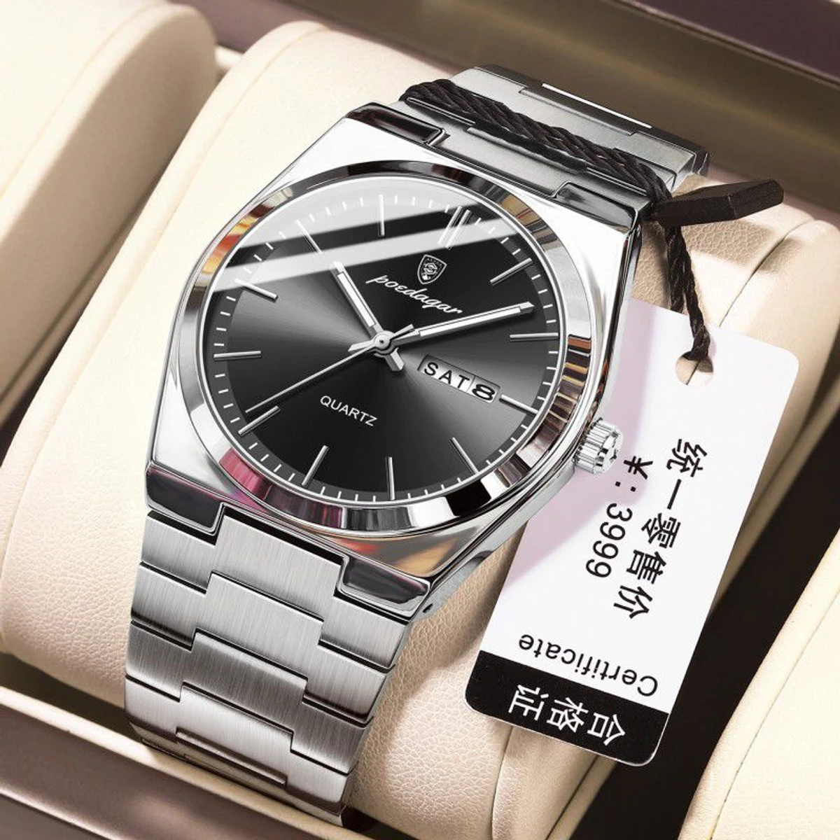 PEODAGOR 9030 নতুন ডিজাইনের পুরুষদের জন্য ঘড়ি SILVER BLACK