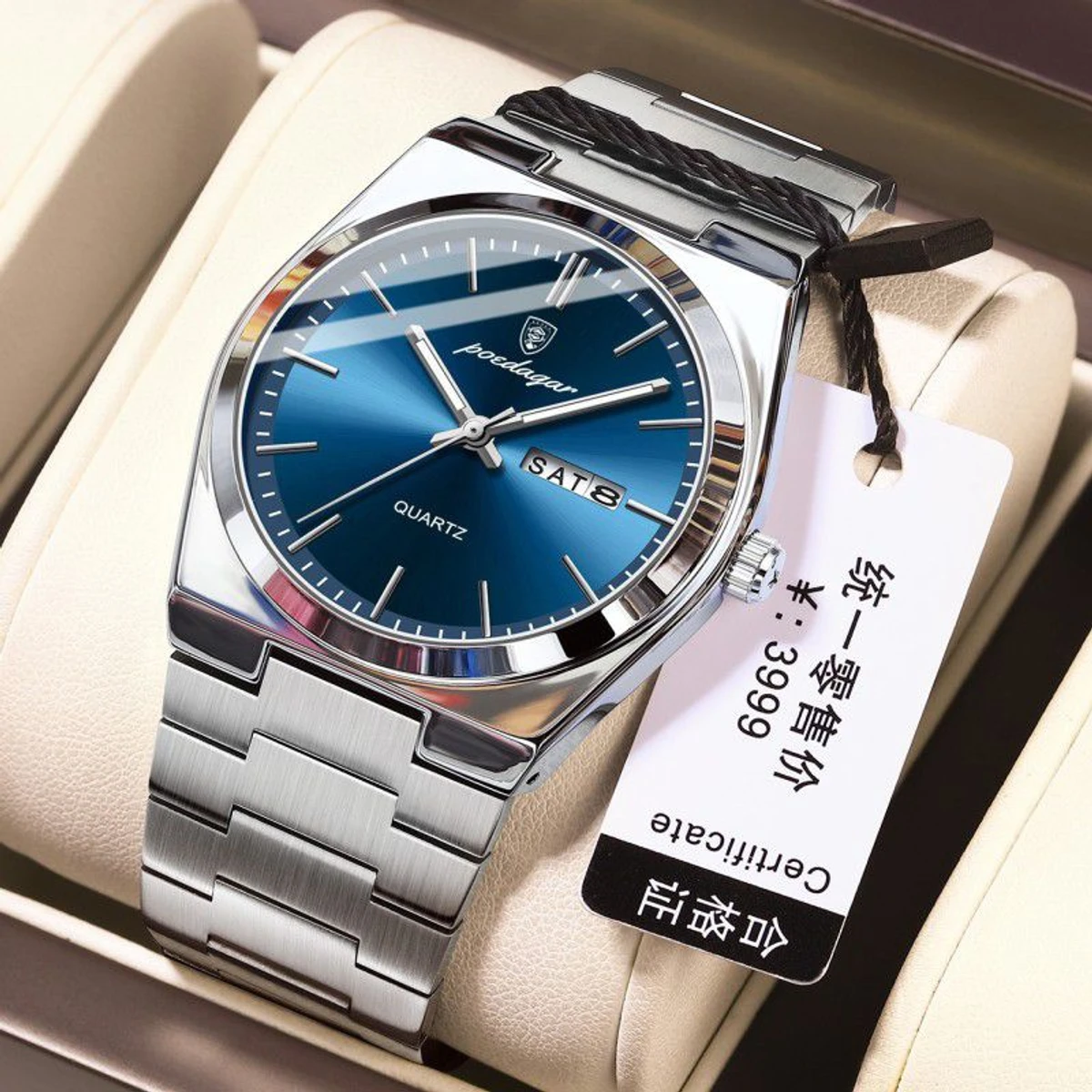 PEODAGOR 9030 নতুন ডিজাইনের পুরুষদের জন্য ঘড়ি SILVER BLUE