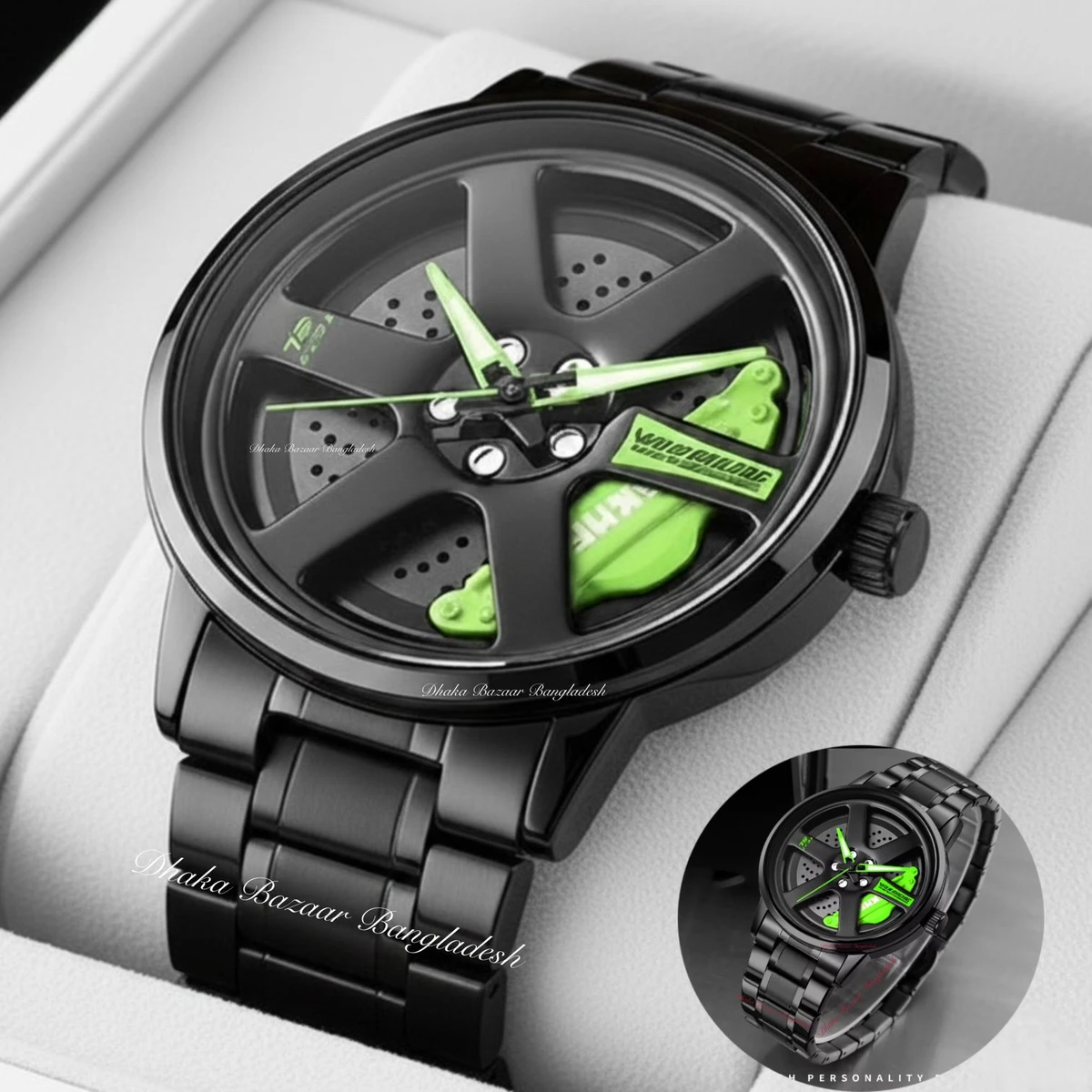 CHORKI 1010 নতুন ডিজাইনের পুরুষদের জন্য ঘড়ি BLACK GREEN