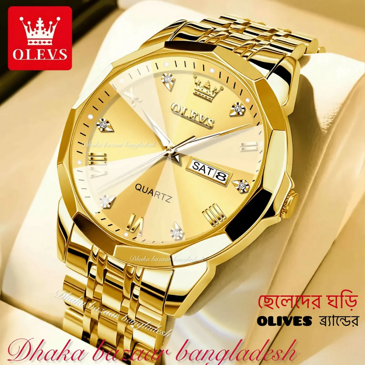 OLIVES VIBES নতুন ডিজাইনের পুরুষদের জন্য ঘড়ি GOLDEN