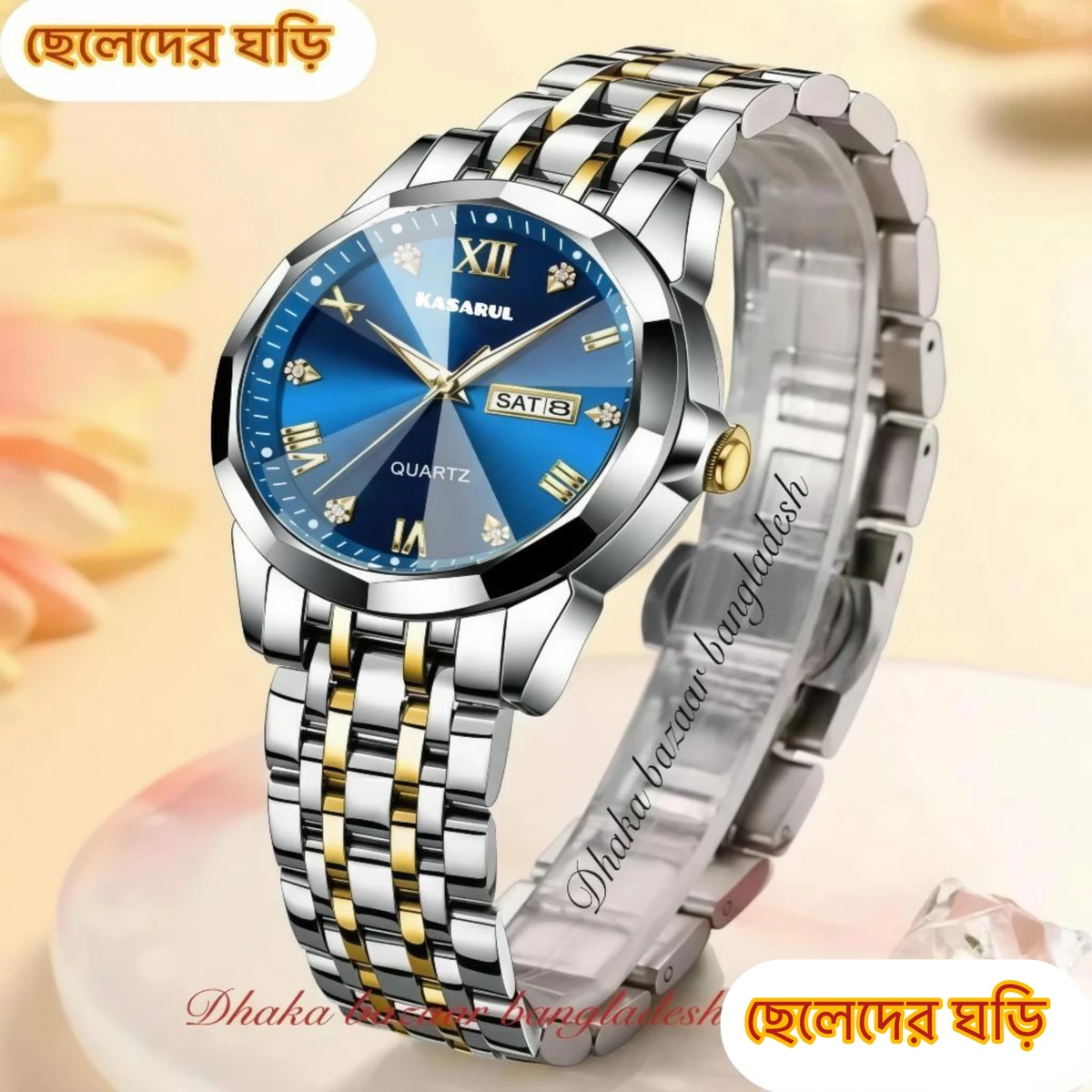 KAS MAN নতুন ডিজাইনের পুরুষদের জন্য ঘড়ি SILVER GOLDEN BLUE