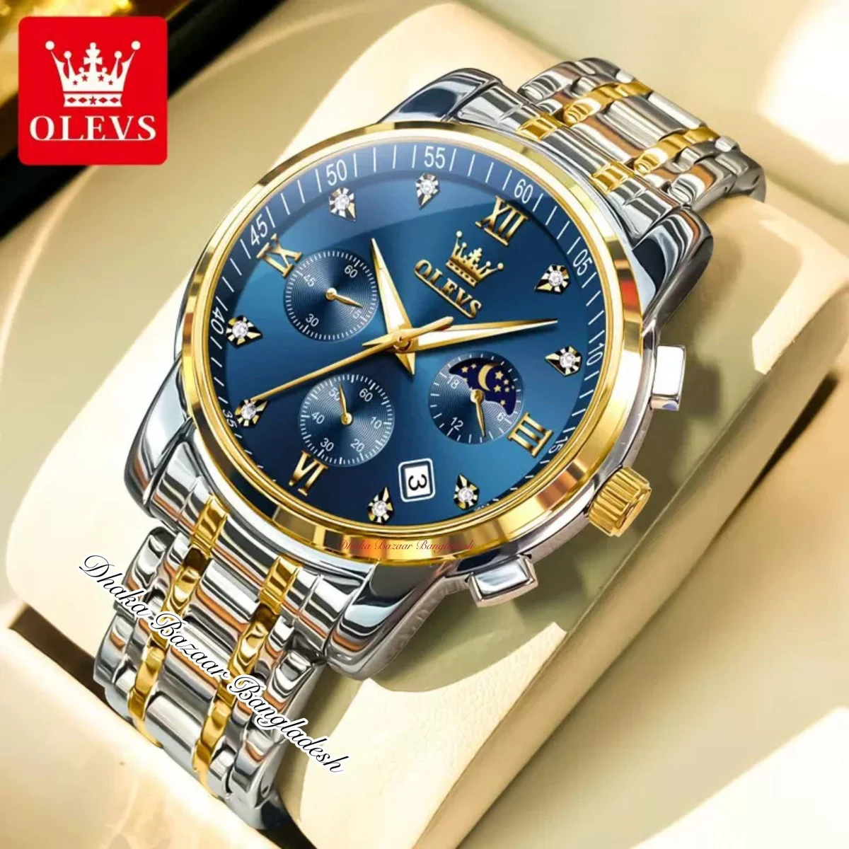 OLIVESZ 2200 নতুন ডিজাইনের পুরুষদের জন্য ঘড়ি SILVER GOLDEN BLUE