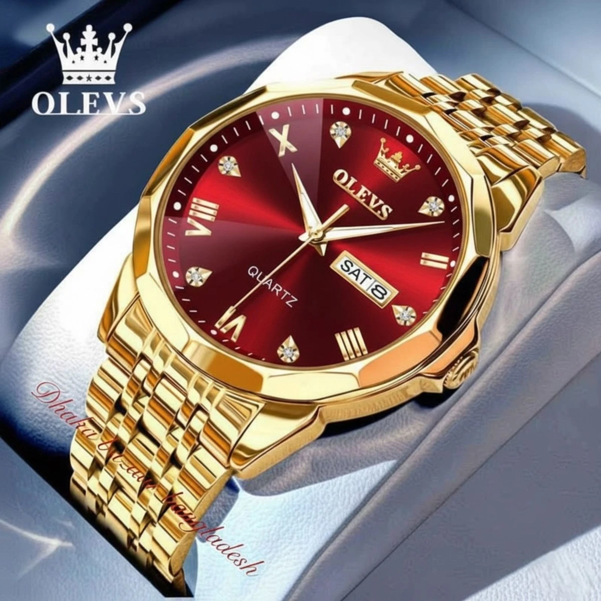 OLIVSZ PREMUIM নতুন ডিজাইনের পুরুষদের জন্য ঘড়ি GOLDEN RED