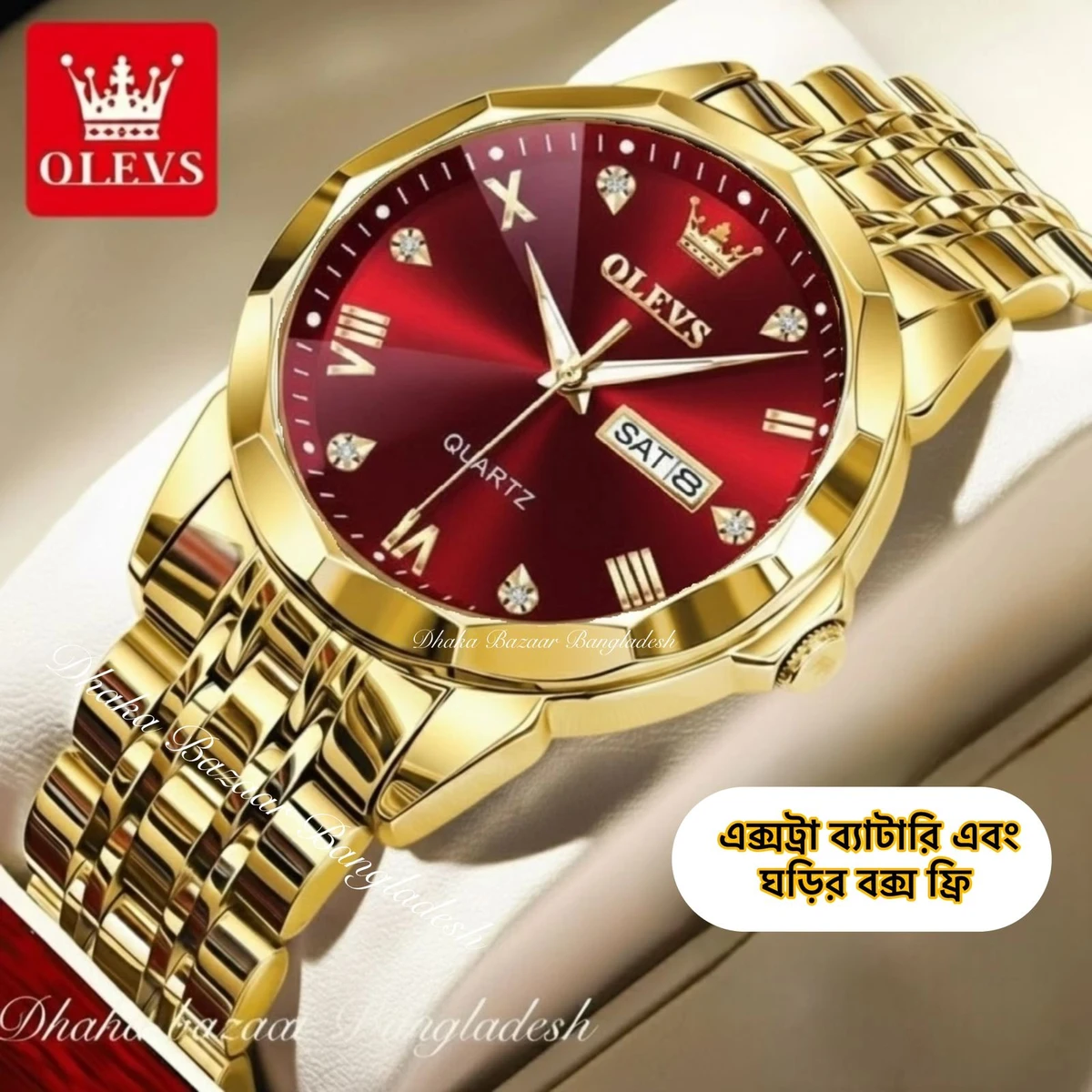 OLIVSZ PREMUIM নতুন ডিজাইনের পুরুষদের জন্য ঘড়ি GOLDEN RED