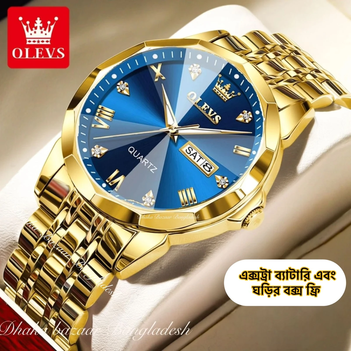 OLIVSZ PREMUIM নতুন ডিজাইনের পুরুষদের জন্য ঘড়ি GOLDEN BLUE