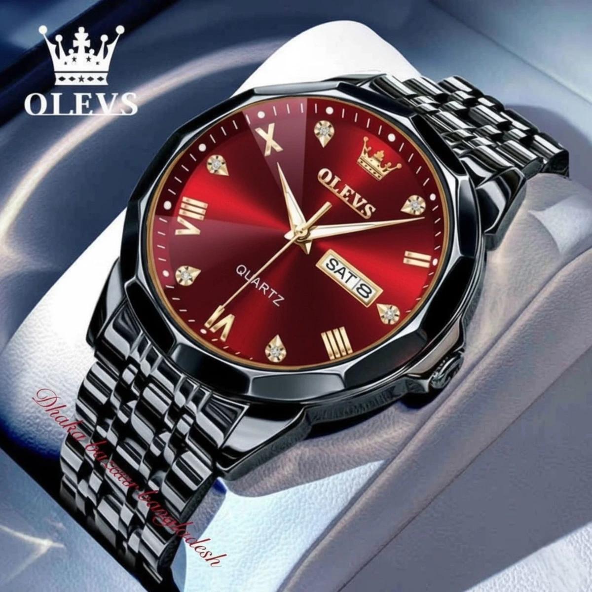 OLIVSZ PREMUIM  নতুন ডিজাইনের পুরুষদের জন্য ঘড়ি BLACK RED