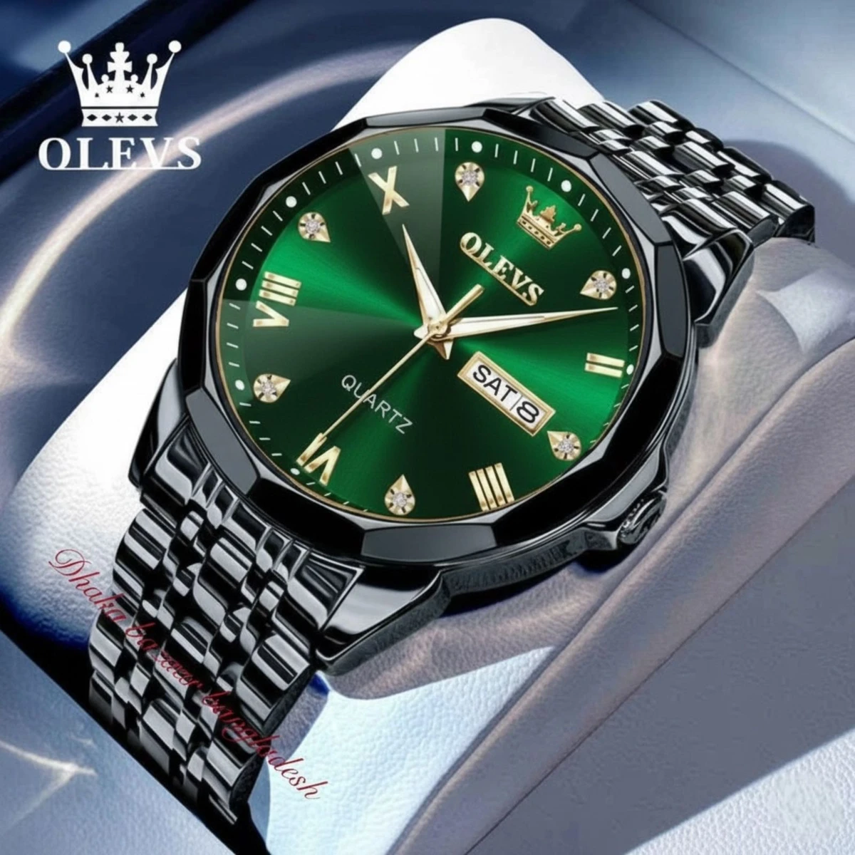 OLIVSZ PREMUIM নতুন ডিজাইনের পুরুষদের জন্য ঘড়ি BLACK GREEN