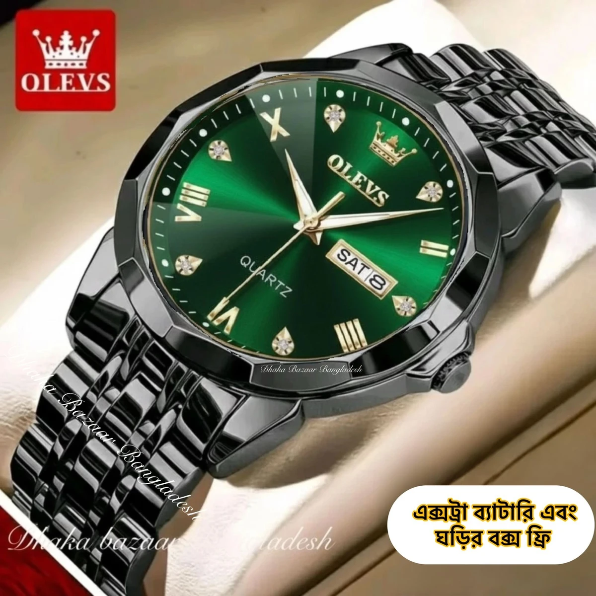 OLIVSZ PREMUIM নতুন ডিজাইনের পুরুষদের জন্য ঘড়ি BLACK GREEN