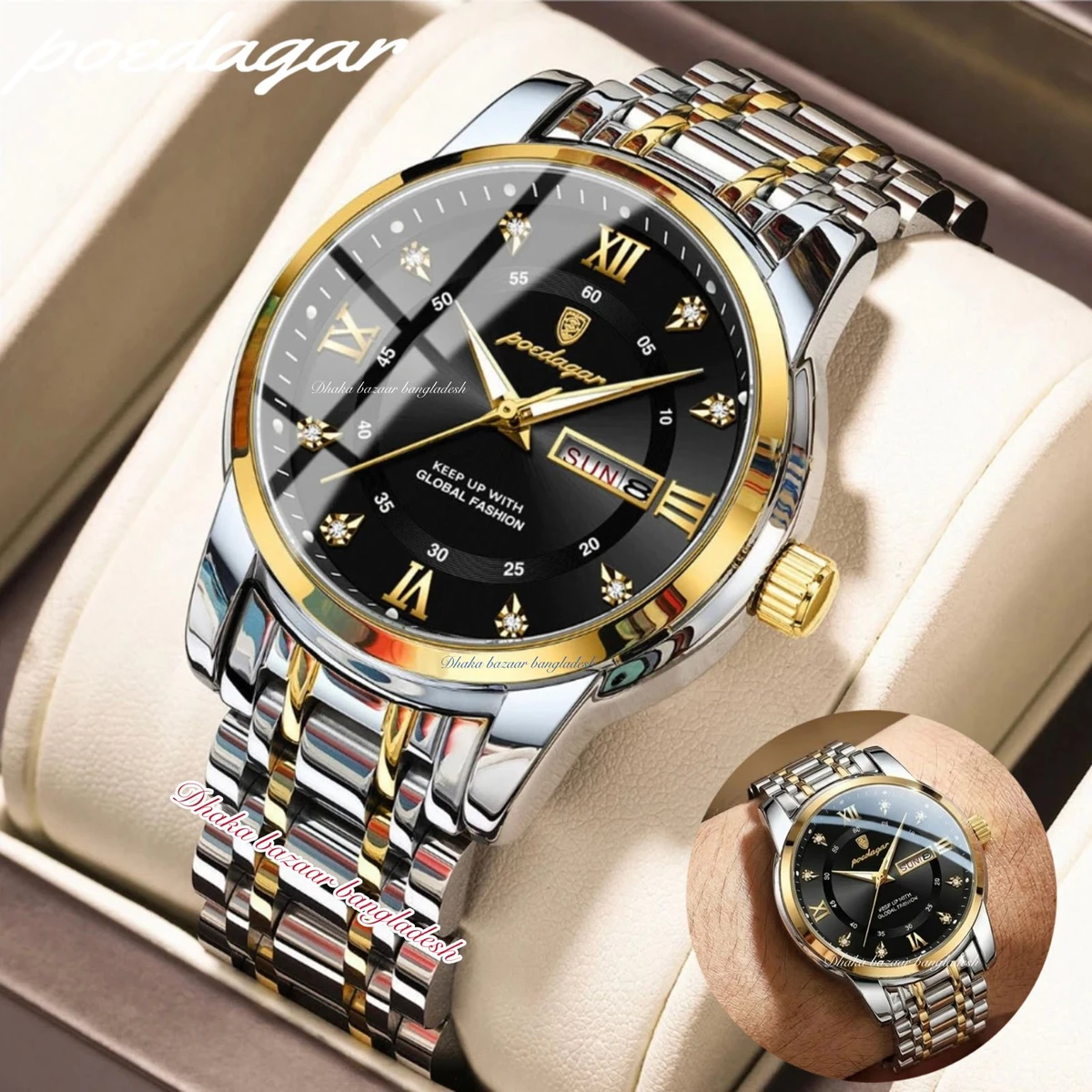 PEODAGOR 657 নতুন ডিজাইনের পুরুষদের জন্য ঘড়ি SILVER GOLDRN BLACK