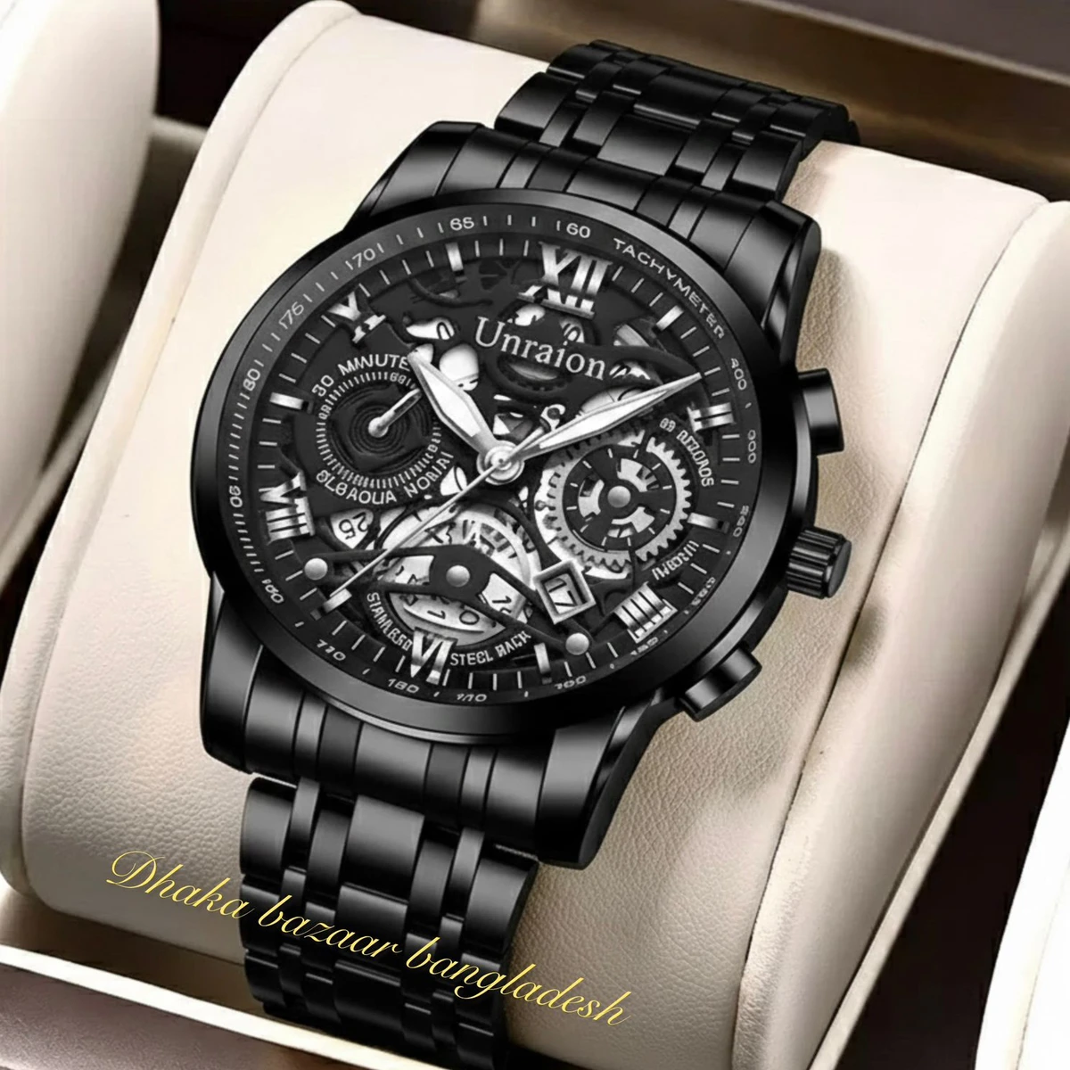 UNI44 পুরুষের জন্য নন মেকানিক্যাল ওয়াটার প্রুফ ঘড়ি  BLACK