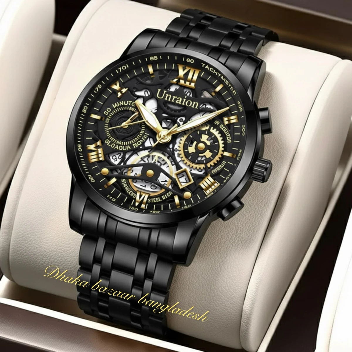 UNI44 পুরুষের জন্য নন মেকানিক্যাল ওয়াটার প্রুফ ঘড়ি BLACK NEW