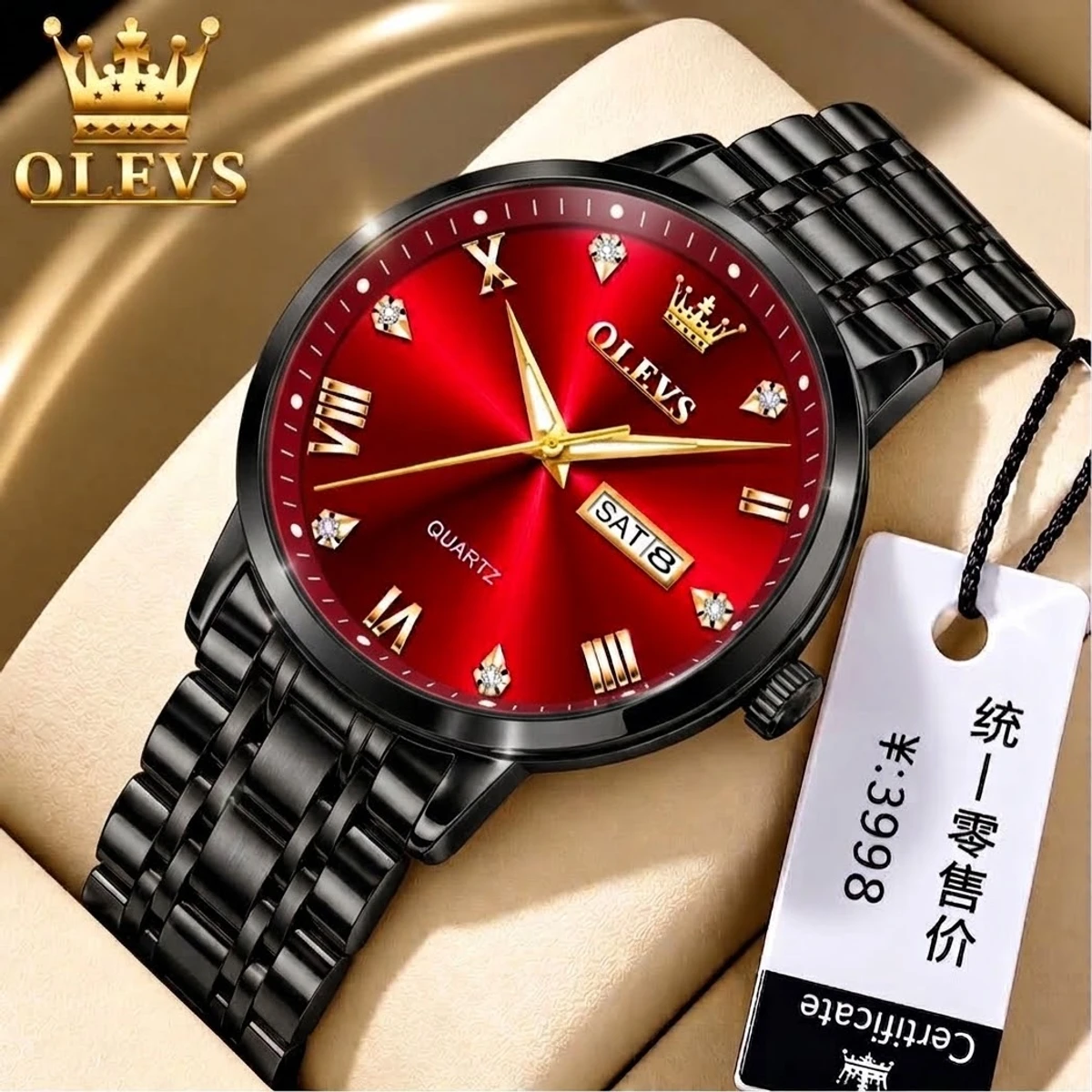 AOLIVES MAN নতুন ডিজাইনের পুরুষদের জন্য ঘড়ি BLACK RED