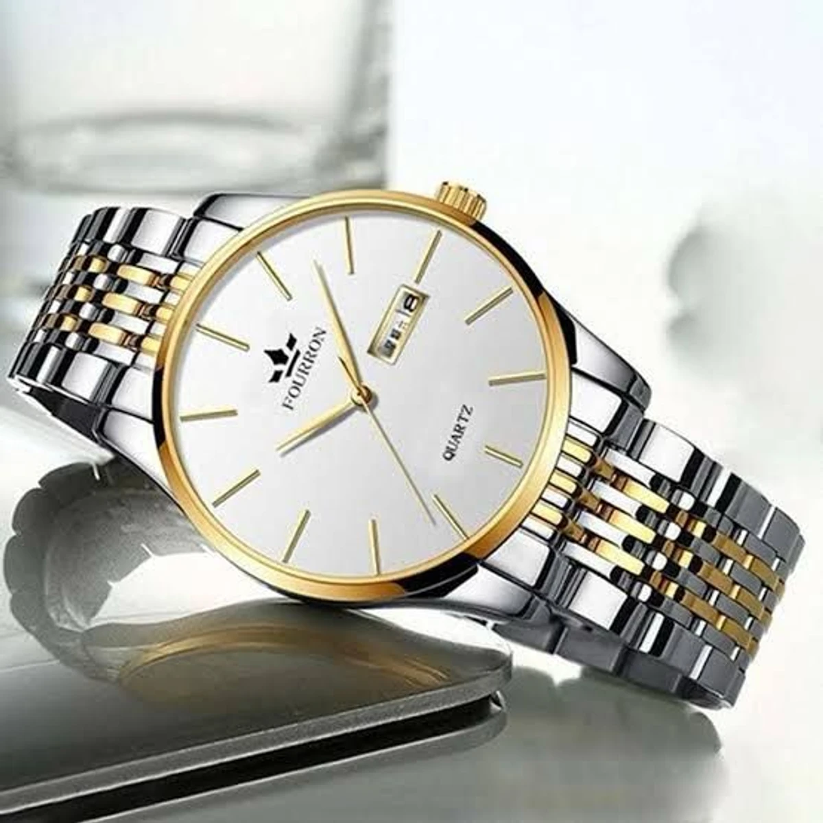 FNMIX5 নতুন ডিজাইনের পুরুষদের জন্য ঘড়ি SILVER GOLDEN WHITE